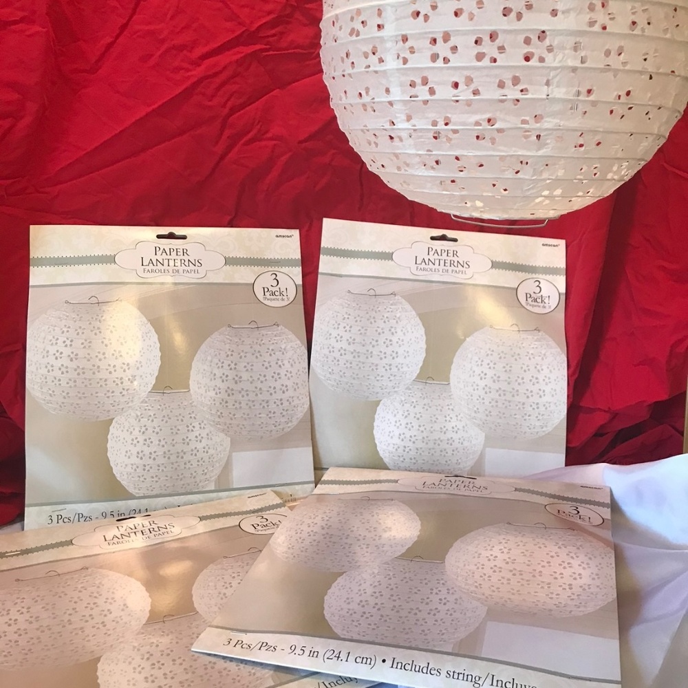 Lot of 46 Paper Wedding Decor- Bells, Lanterns, Lights